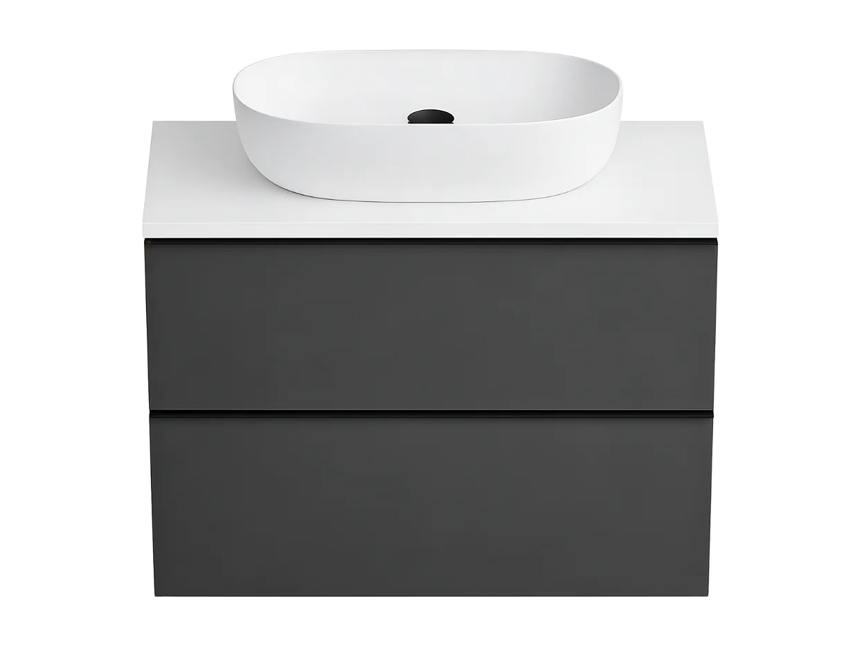 Meuble de salle de bain suspendu 60 cm - anthracite - 2 tiroirs - ONE