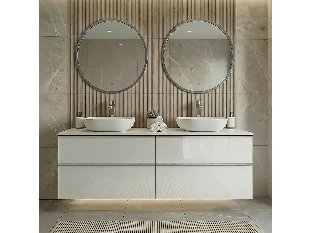 Meuble de salle de bain suspendu ONE 120 cm - 4 tiroirs - blanc brillant - ONE