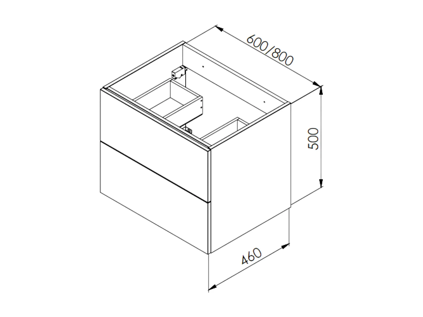 Mobile bagno sospeso 80 cm con lavabo – noce – 2 cassetti – ONE