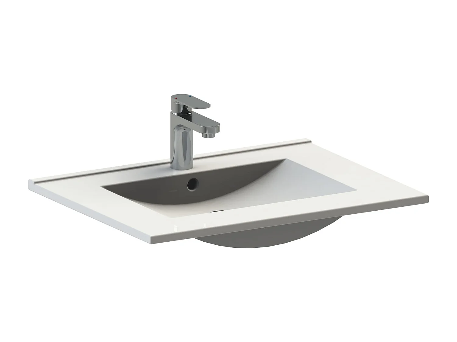 Hangend badkamermeubel ONE 80 cm met wastafel - 2 laden - hoogglans zwart - ONE