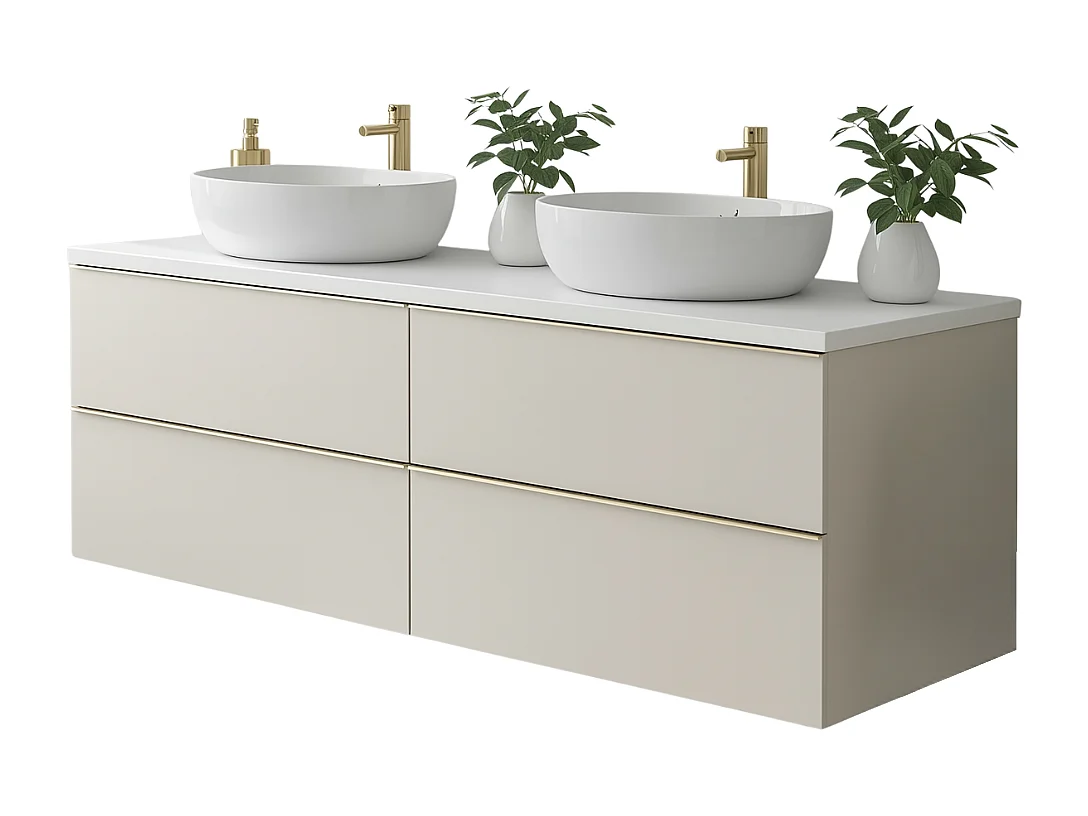 Meuble de salle de bain suspendu ONE 120 cm - 4 tiroirs - cachemire - ONE