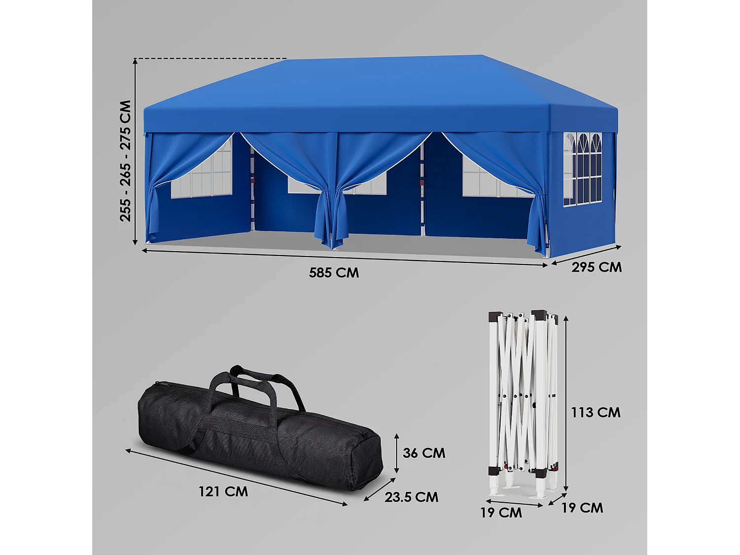 DEVOKE® Tonnelle Pavillon Pliable 3x3m à Montage Rapide｜Assemblage en 5 Minutes｜Hauteur Réglable & 10cm Plus Haut｜Stable au Vent & Imperméable｜pour Jardin, Camping