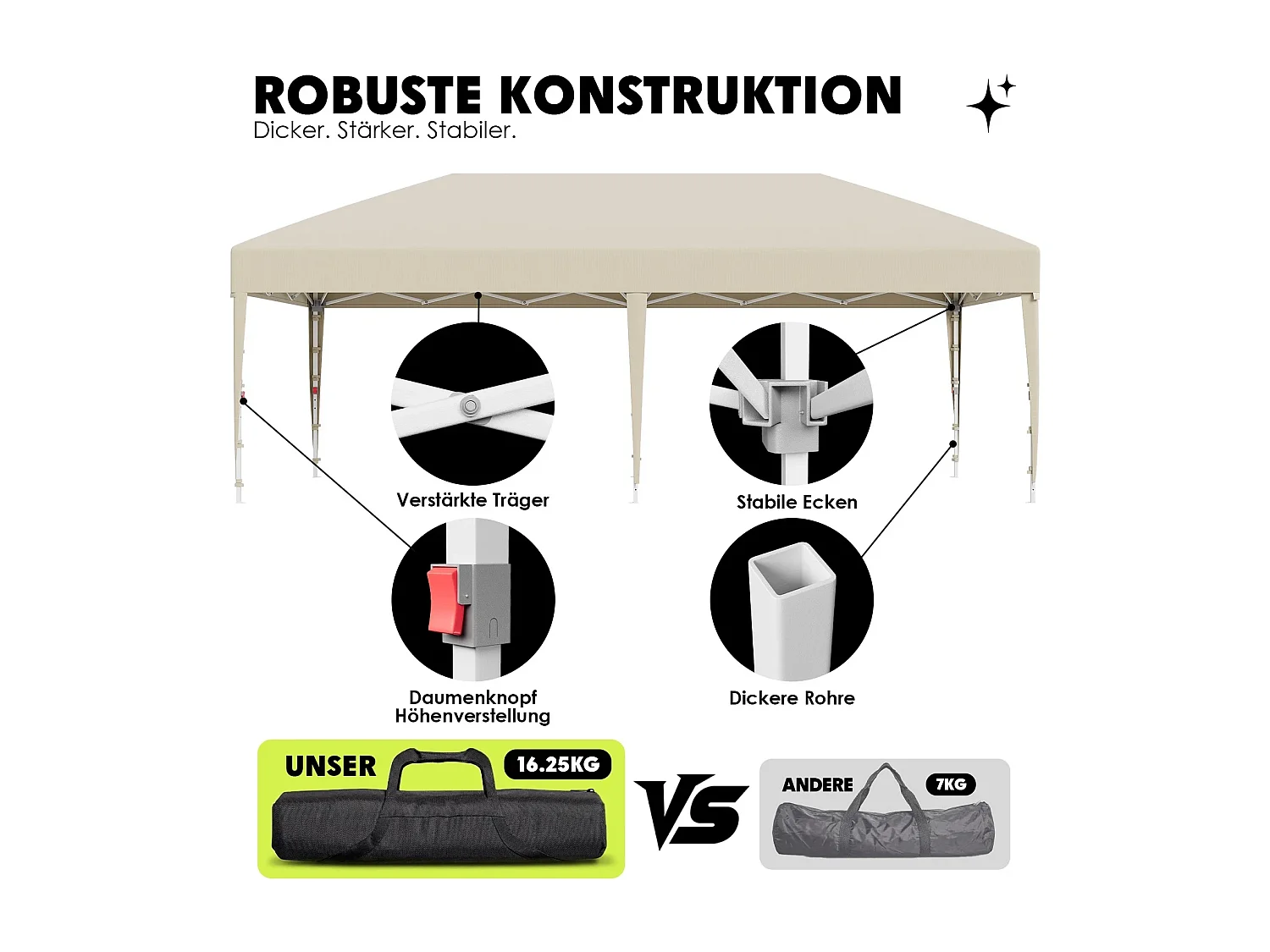 Tonnelle pop-up pliable, tente de jardin et de fête résistante à l'hiver