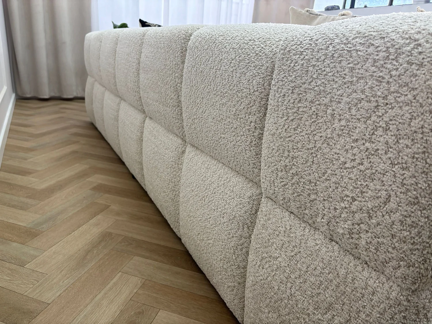 Canapé bubble VALLEY 3 places convertible – blanc tissu bouclé luxueux, design moderne, confort maximal