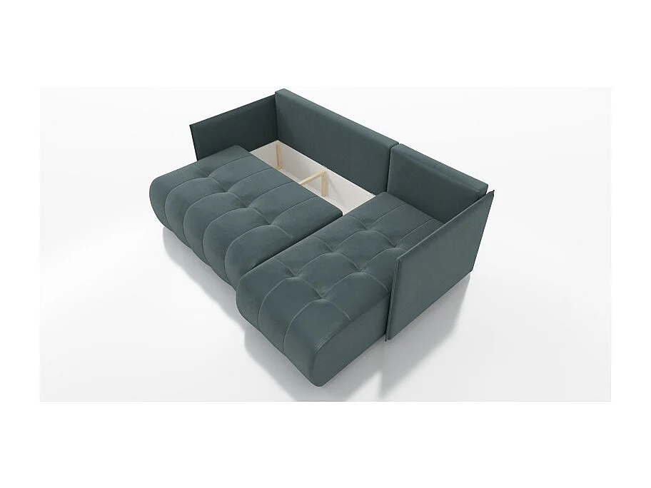 Canapé d'angle convertible NESIA 4 places en tissu - 215 cm - avec coffre de rangement