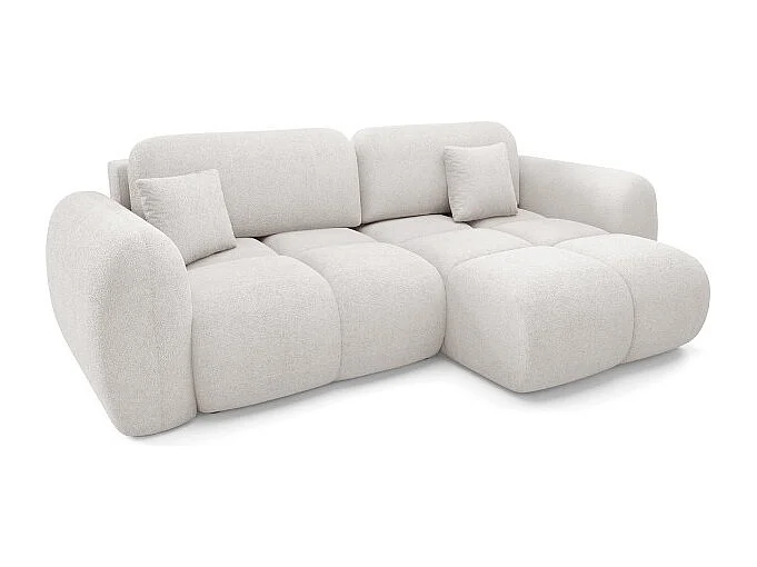 Canapé d’angle convertible 4 places PILENIA en tissu bouclette - 270 cm