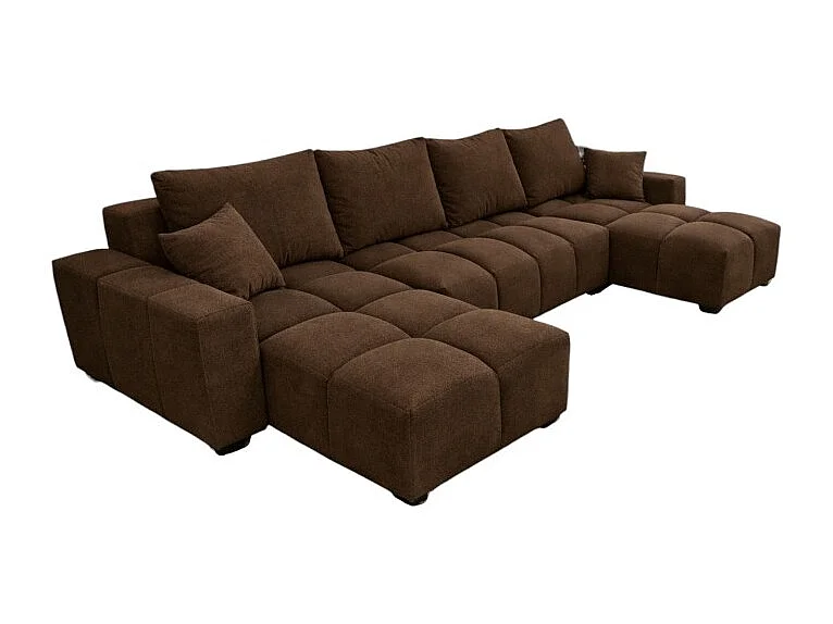 Canapé d’angle panoramique convertible COLINIA effet nuage en tissu - 6 places - 325 cm