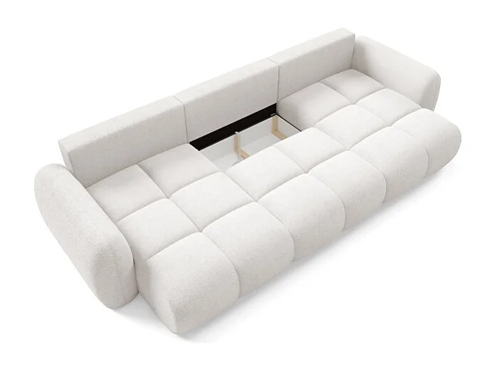 Canapé d’angle panoramique convertible 6 places PILENIA en tissu bouclette - 370 cm