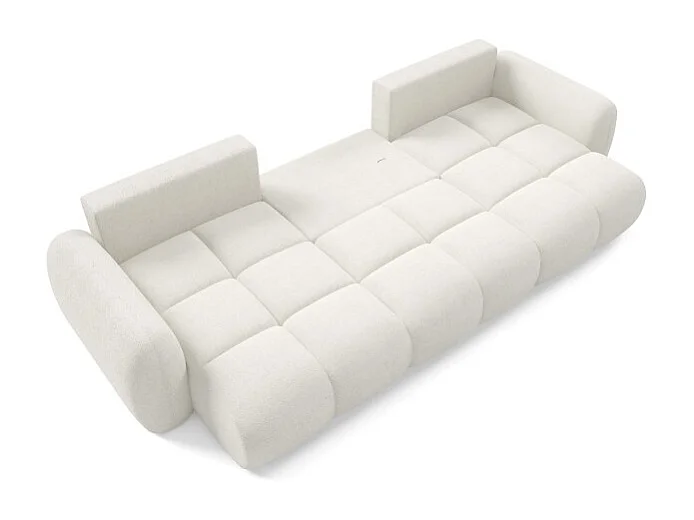 Canapé d’angle panoramique convertible 6 places PILENIA en tissu bouclette - 370 cm