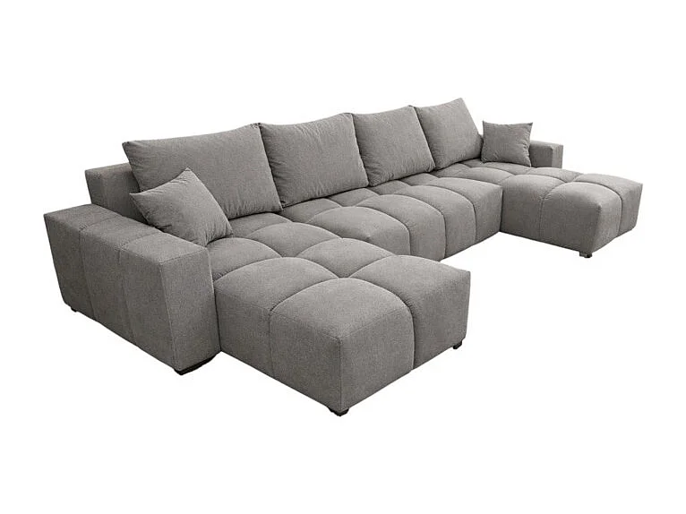 Canapé d’angle panoramique convertible COLINIA effet nuage en tissu - 6 places - 325 cm