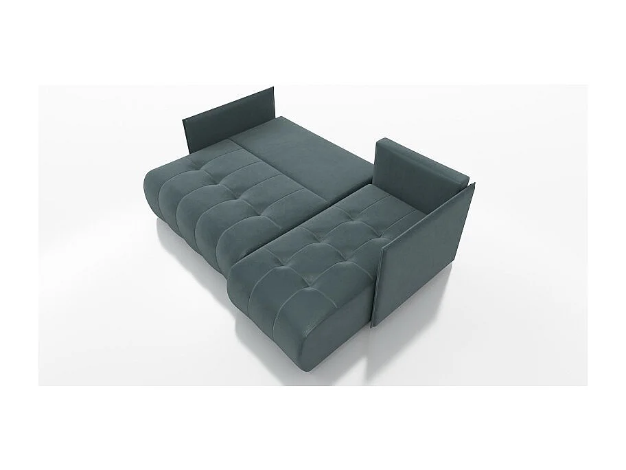 Canapé d'angle convertible NESIA 4 places en tissu - 215 cm - avec coffre de rangement