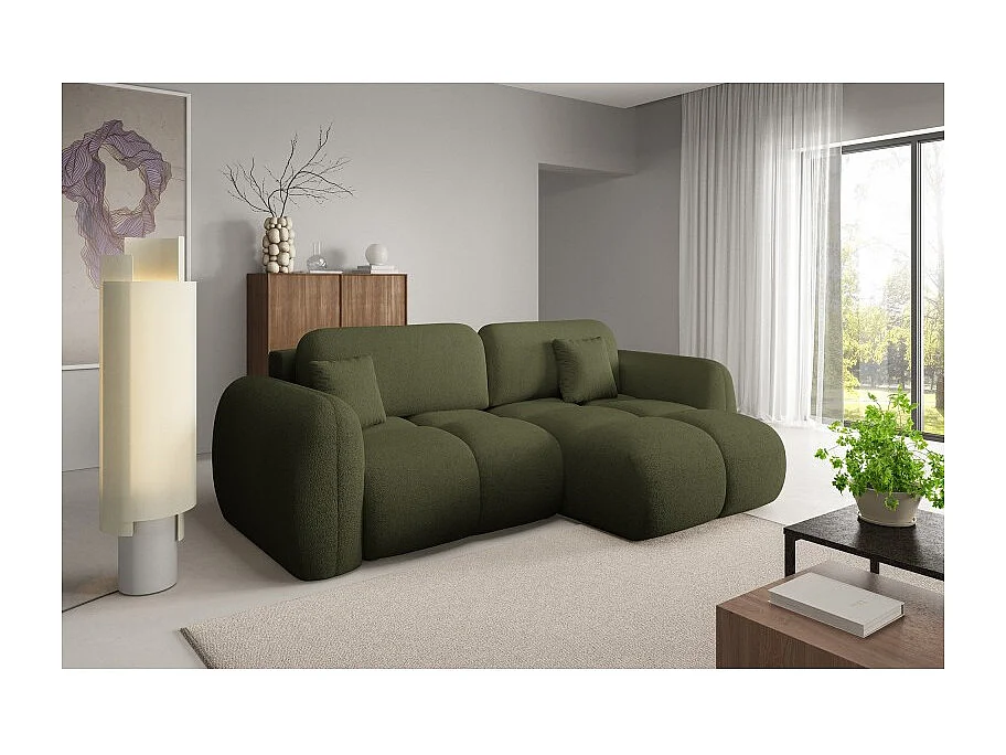 Canapé d’angle convertible 4 places PILENIA en tissu bouclette - 270 cm
