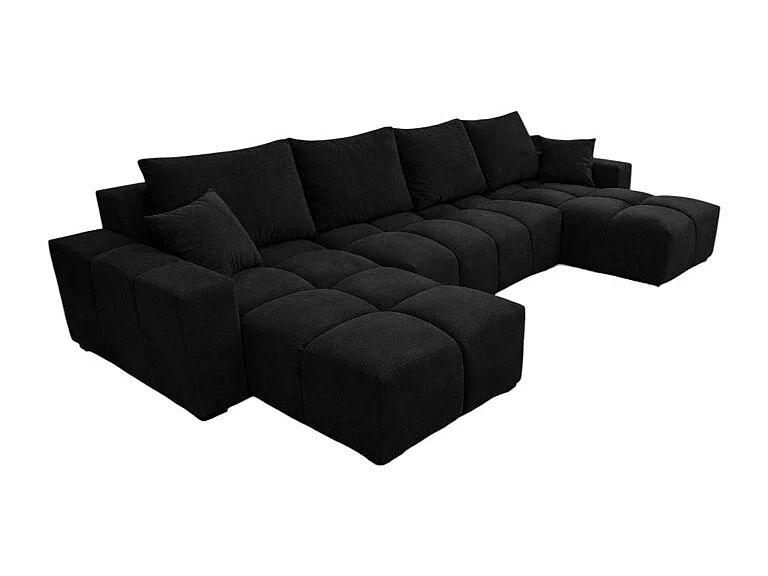 Canapé d’angle panoramique convertible COLINIA effet nuage en tissu - 6 places - 325 cm