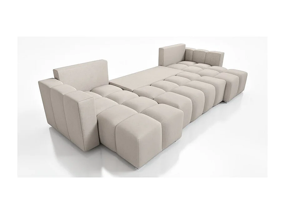 Canapé d’angle panoramique convertible COLINIA effet nuage en tissu - 6 places - 325 cm