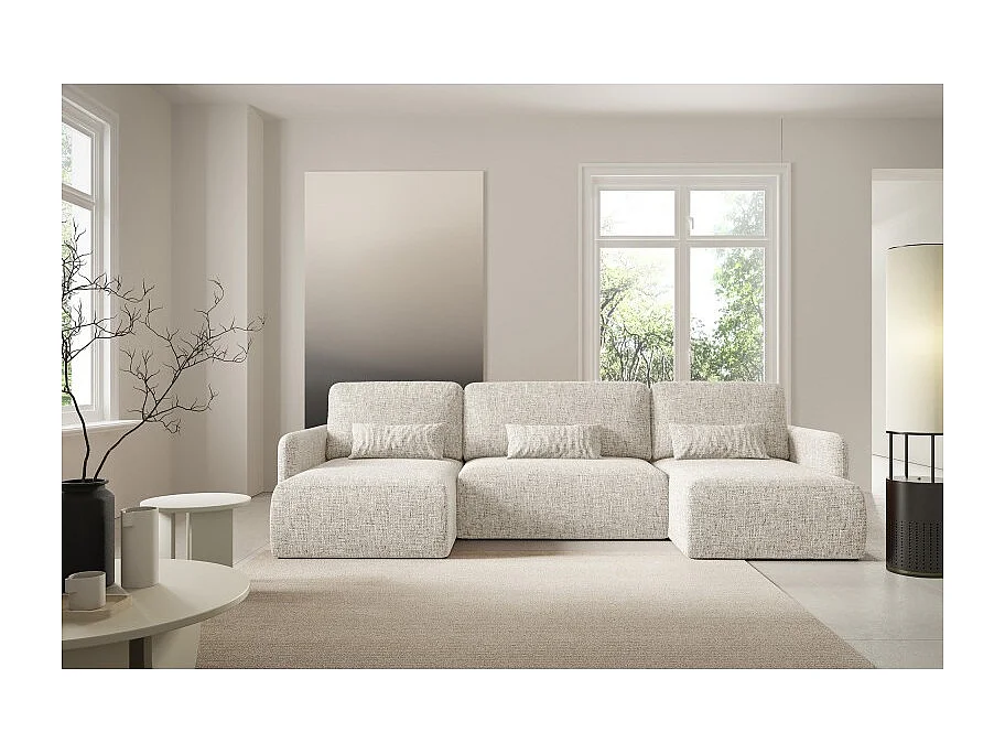 Canapé d’angle panoramique convertible 6 places IVA en tissu texturé - 290 cm