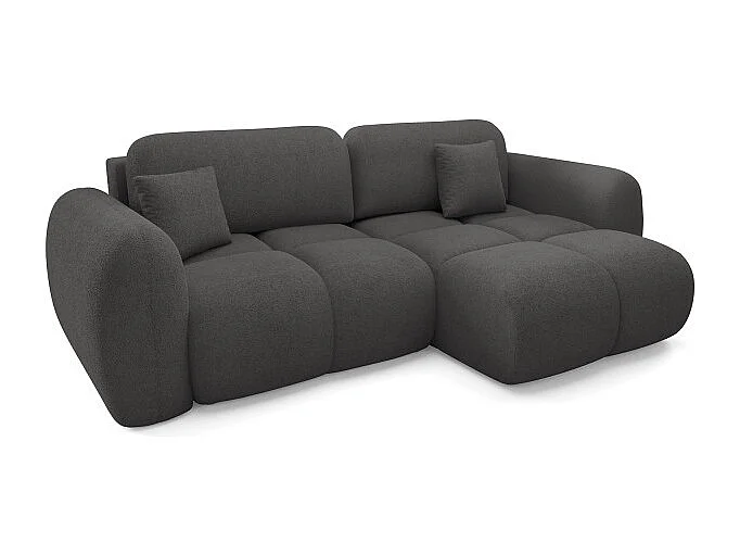 Canapé d’angle convertible 4 places PILENIA en tissu bouclette - 270 cm