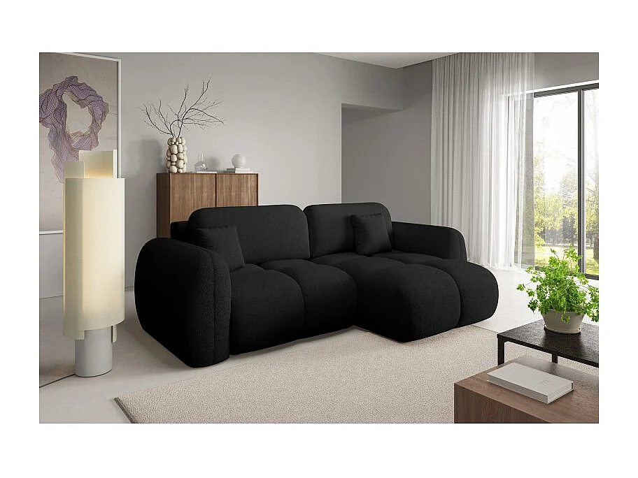 Canapé d’angle convertible 4 places PILENIA en tissu bouclette - 270 cm