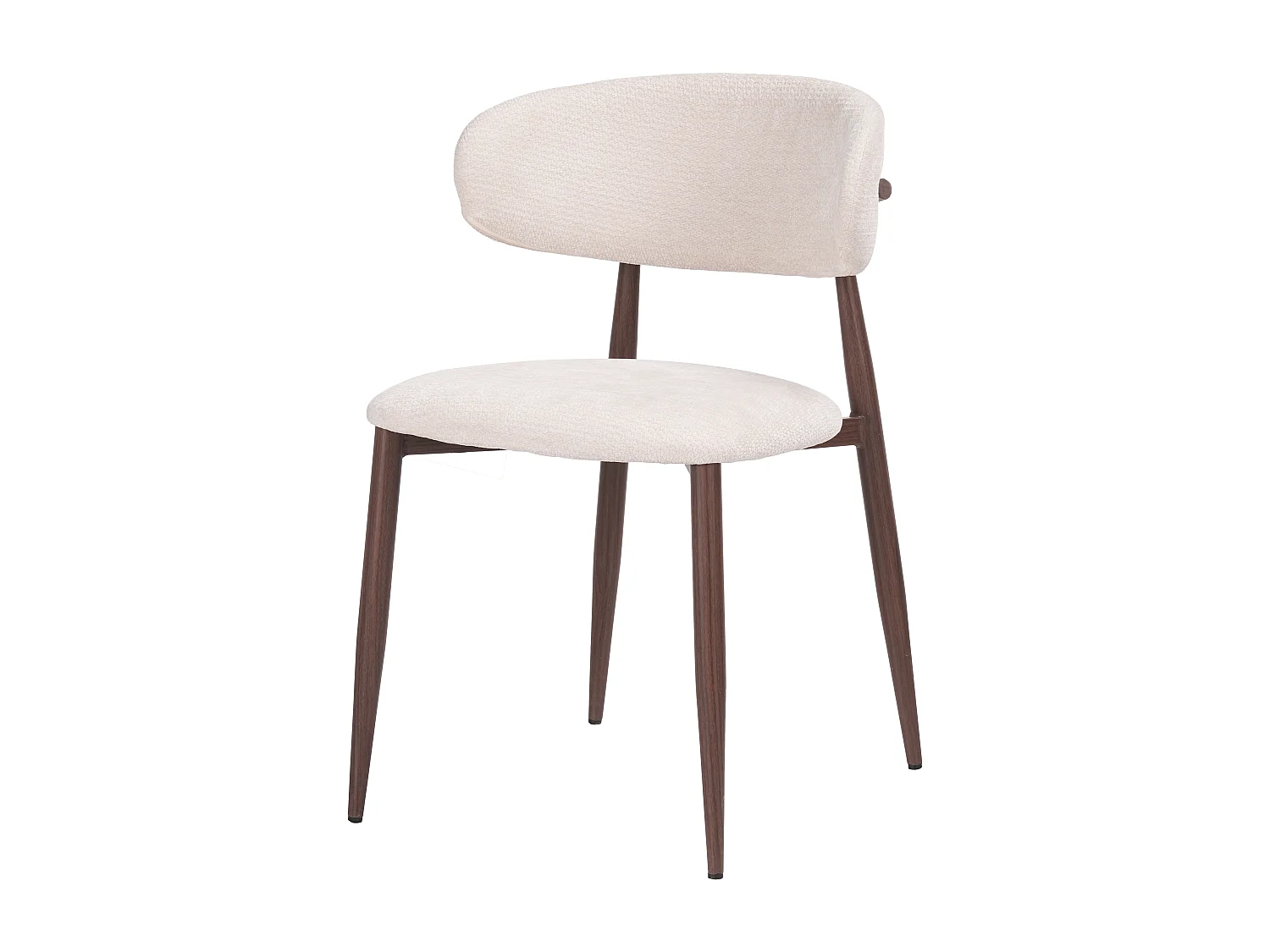 Lot de 2 chaises salle à manger - Tissu beige - Pieds effet bois noyer foncé - LEA