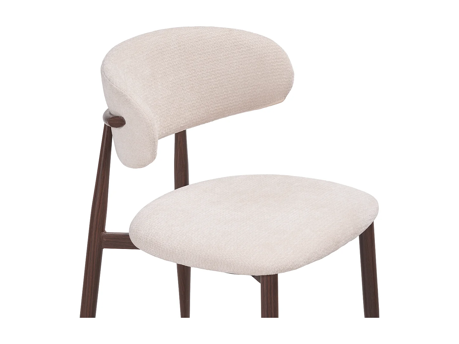 Lot de 2 chaises salle à manger - Tissu beige - Pieds effet bois noyer foncé - LEA