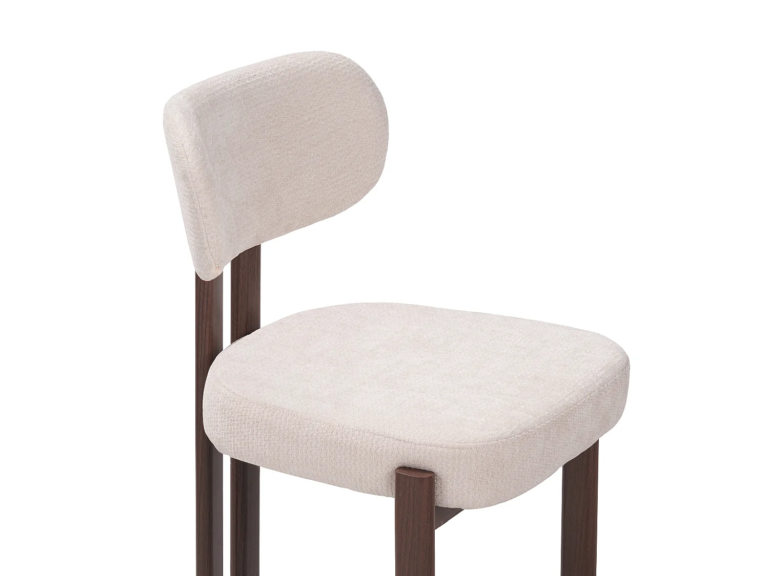 Lotto 6 sedie sala da pranzo tessuto beige - Effetto legno noce scuro - NOA