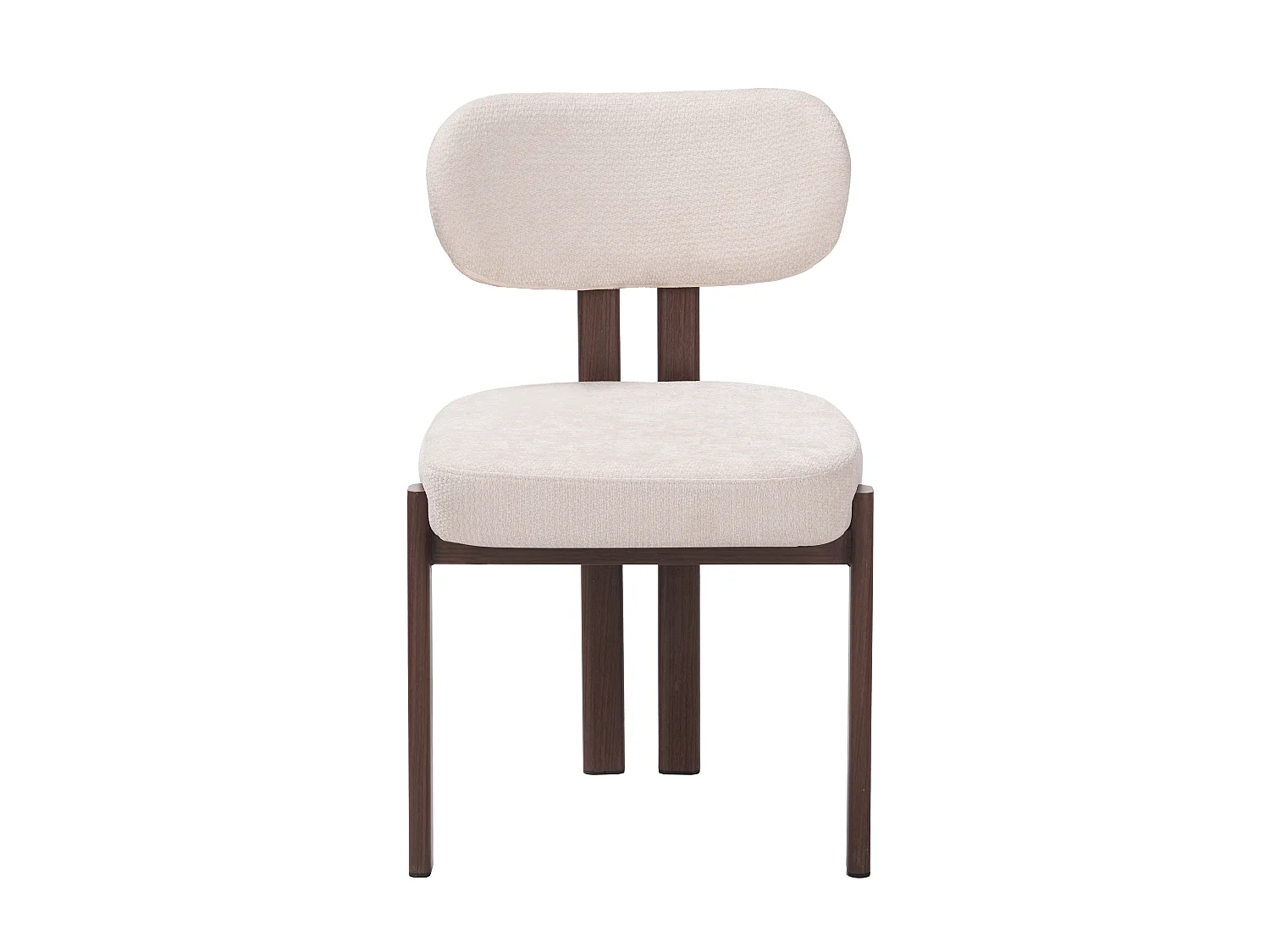 Lotto 6 sedie sala da pranzo tessuto beige - Effetto legno noce scuro - NOA