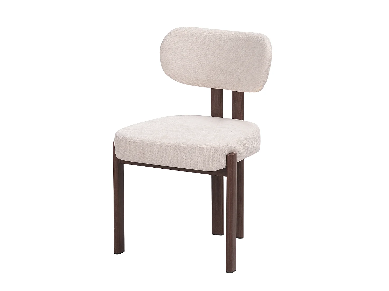 Lotto 6 sedie sala da pranzo tessuto beige - Effetto legno noce scuro - NOA