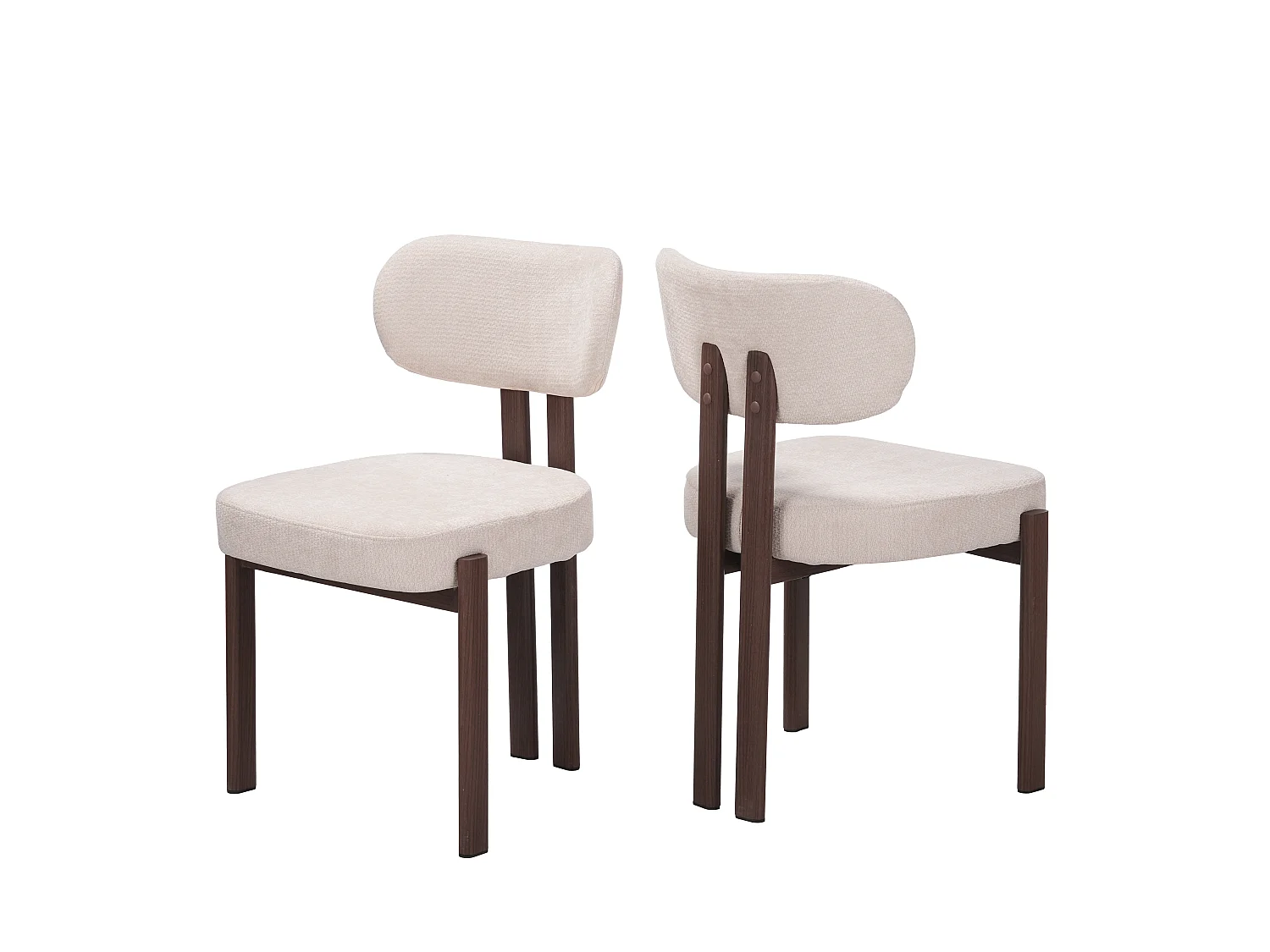 Lotto 6 sedie sala da pranzo tessuto beige - Effetto legno noce scuro - NOA