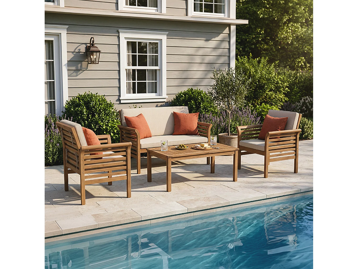 Salon de jardin 4 places en acacia KAMPOT