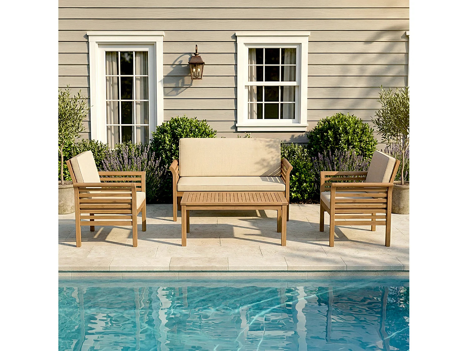 Salon de jardin 4 places en acacia KAMPOT