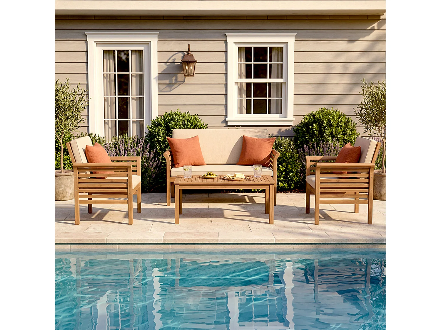 Salon de jardin 4 places en acacia KAMPOT