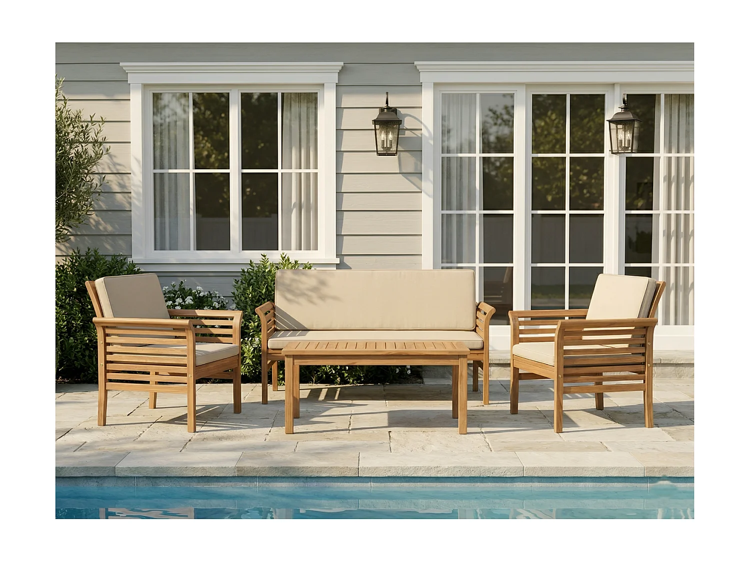 Salon de jardin 4 places en acacia KAMPOT