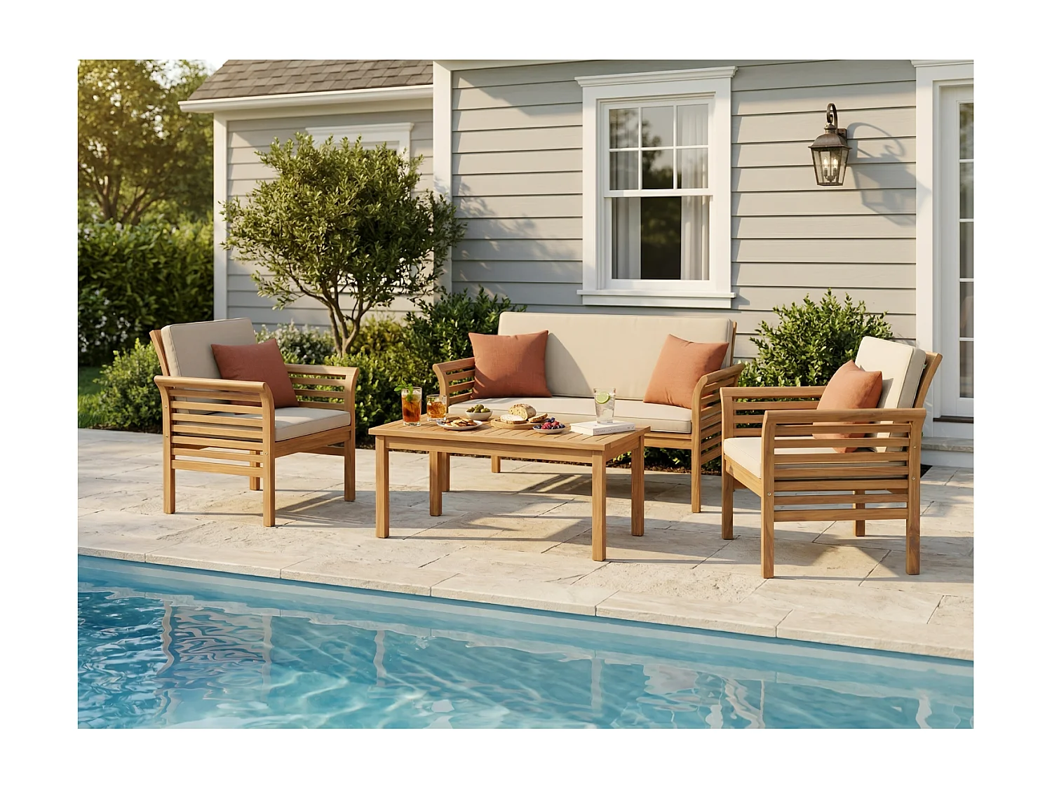 Salon de jardin 4 places en acacia KAMPOT