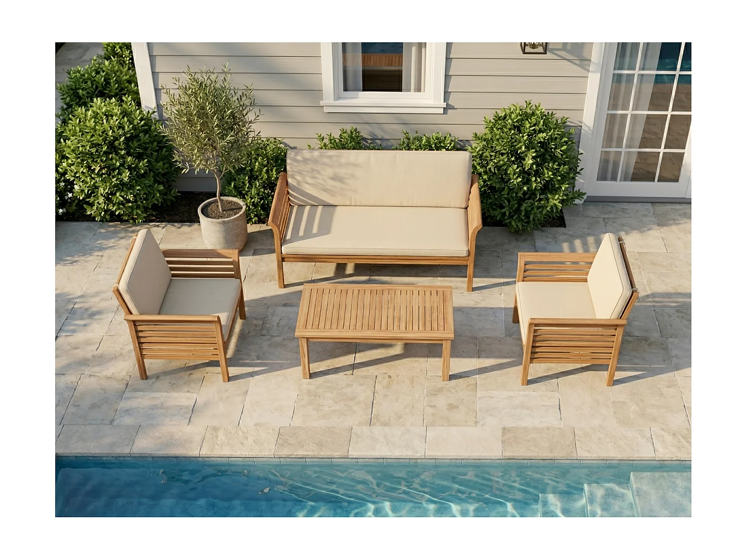 Salon de jardin 4 places en acacia KAMPOT