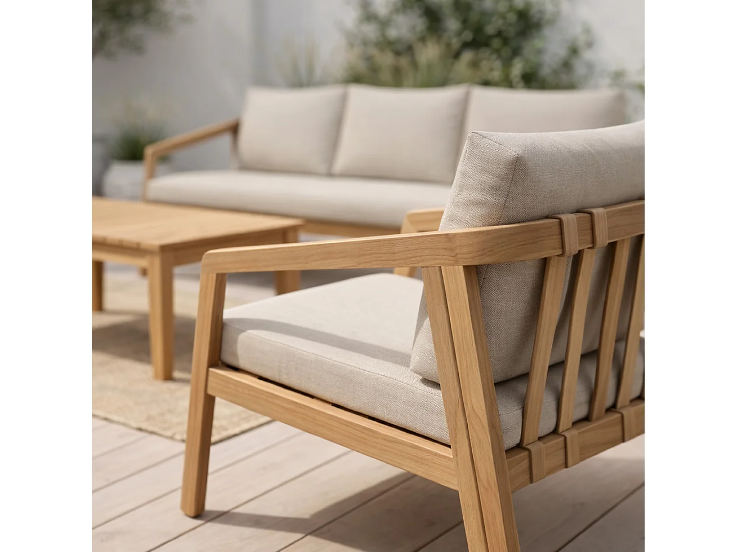 Salon de jardin 5 places en acacia SAPA