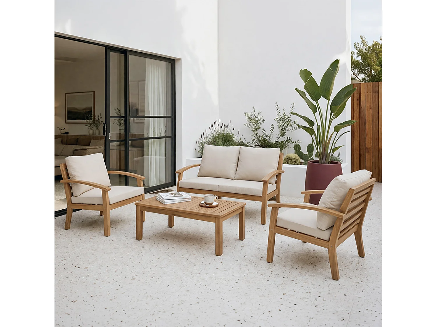 Salon de jardin 4 places en acacia YALA