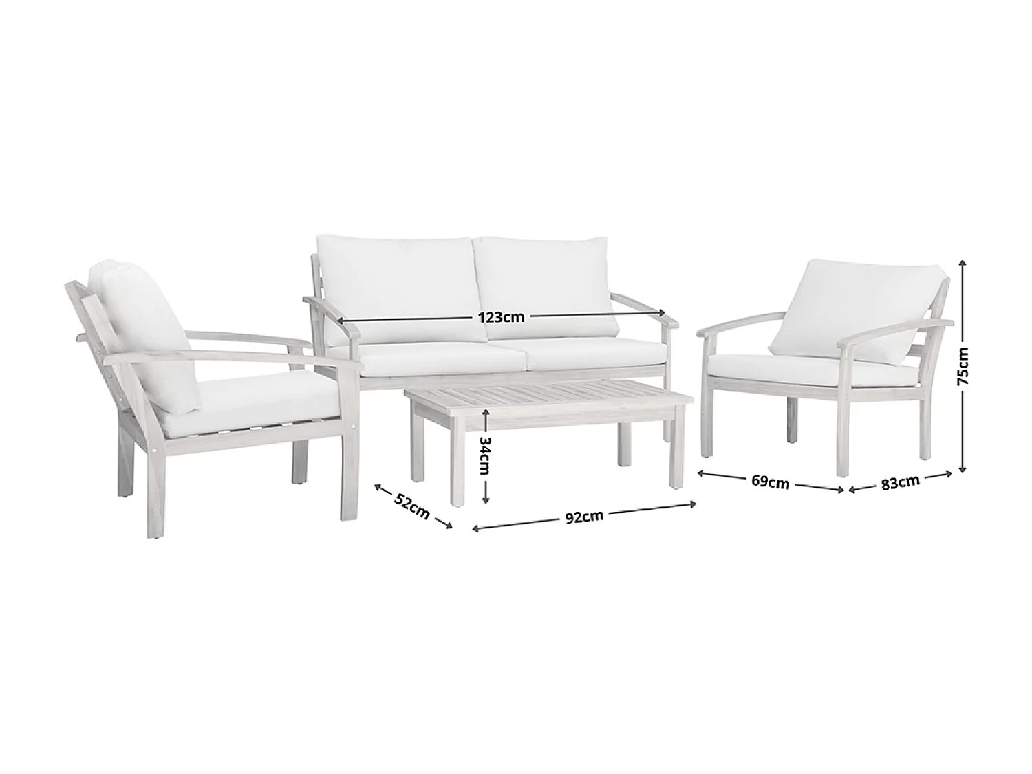 Salon de jardin 4 places en acacia YALA