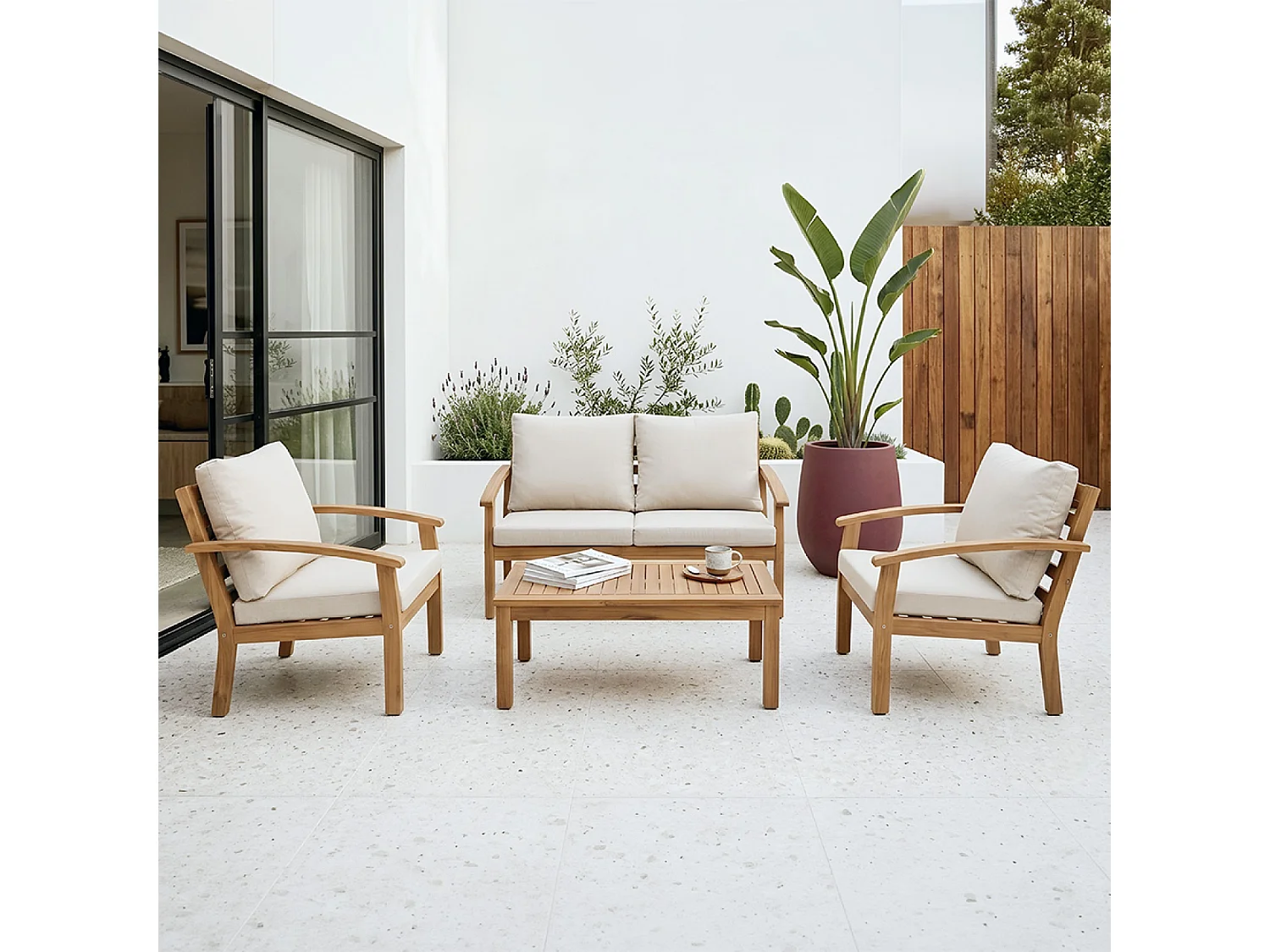 Salon de jardin 4 places en acacia YALA