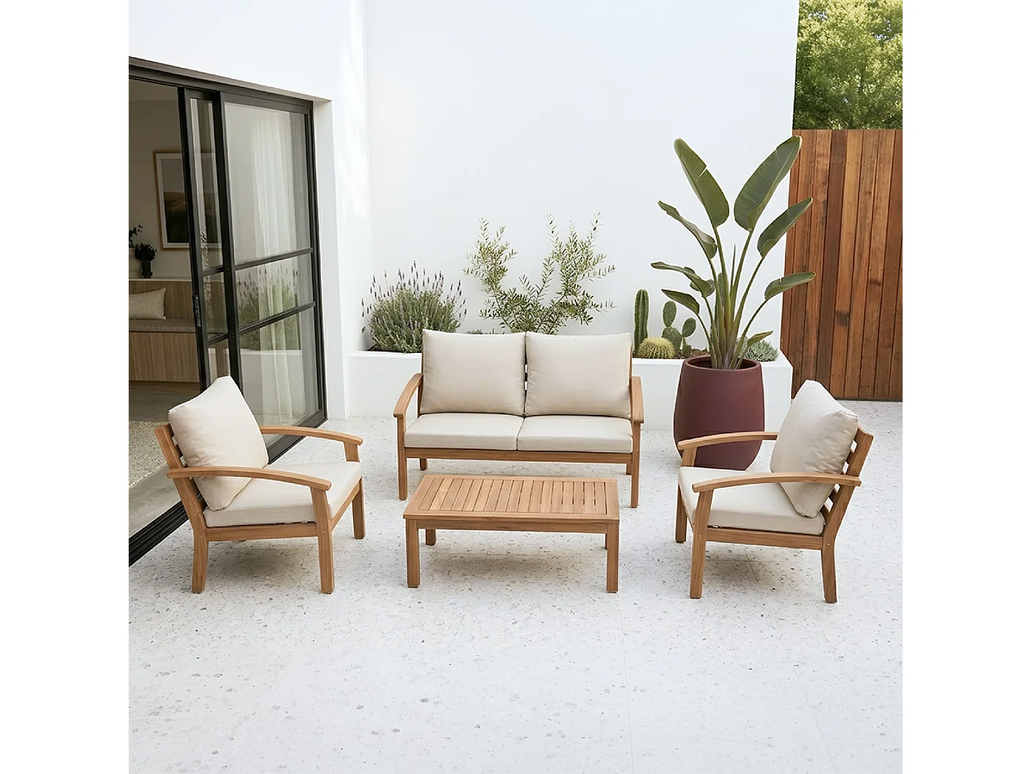 Salon de jardin 4 places en acacia YALA