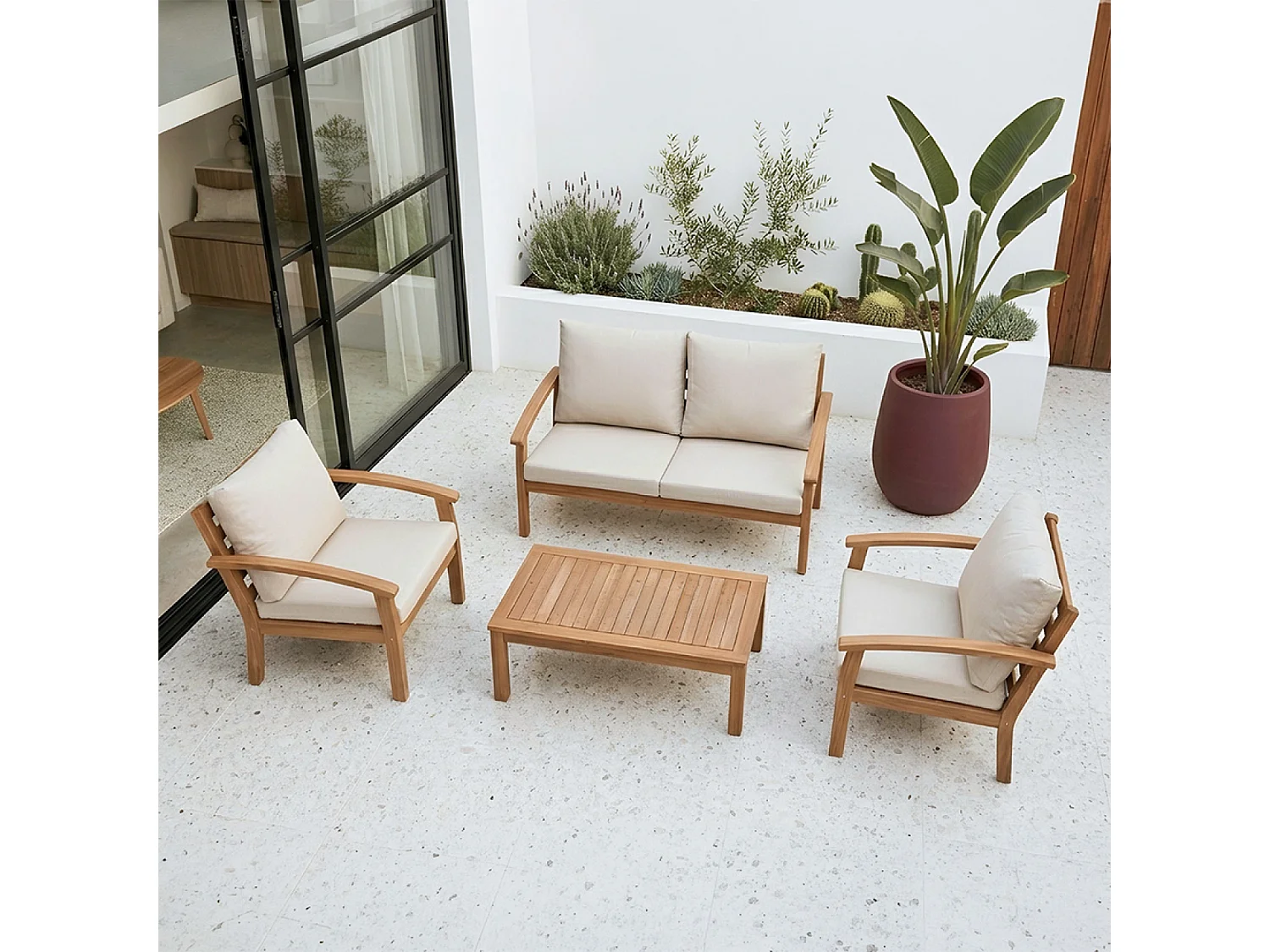 Salon de jardin 4 places en acacia YALA