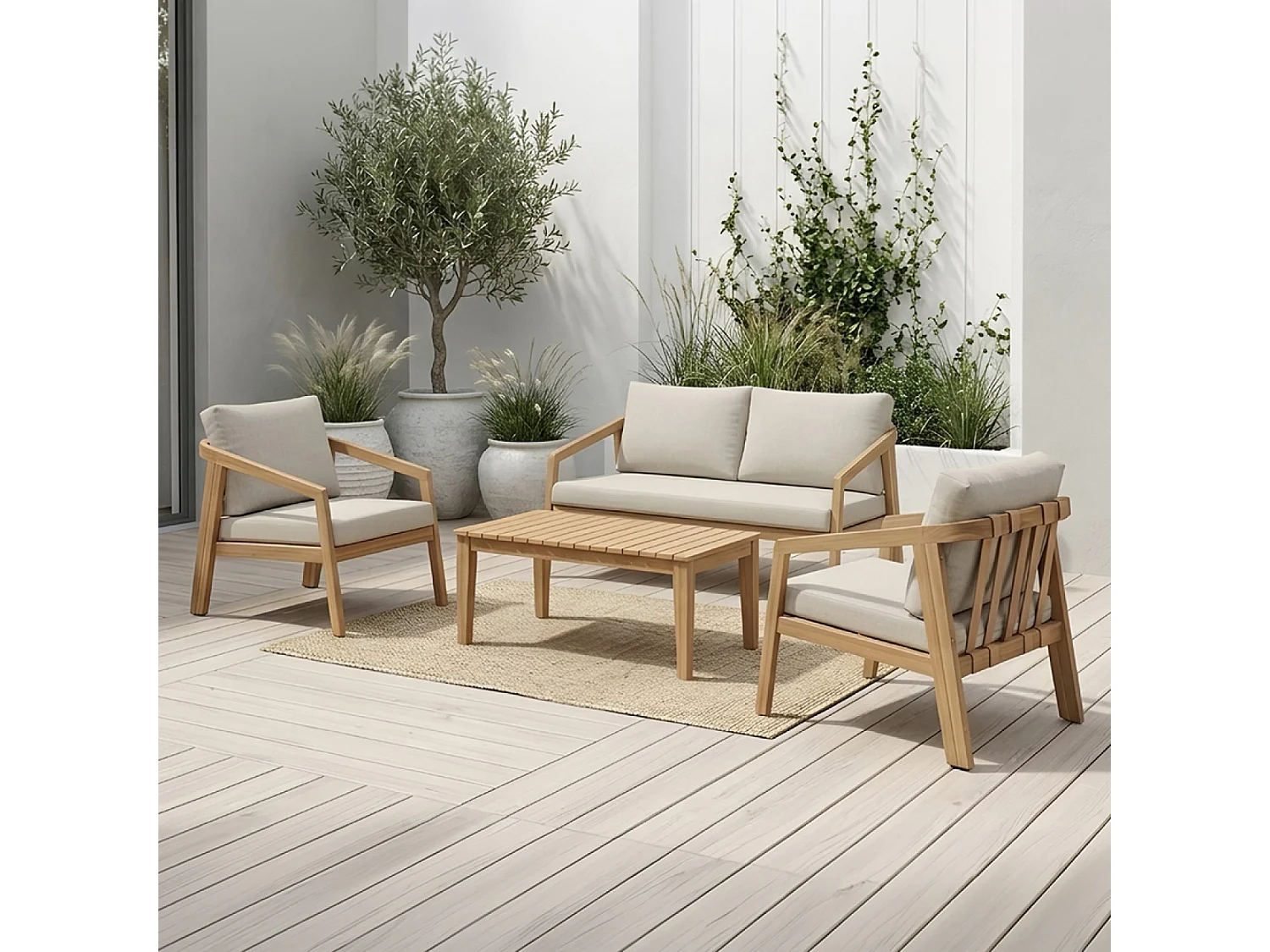 Salon de jardin 4 places en acacia SAPA