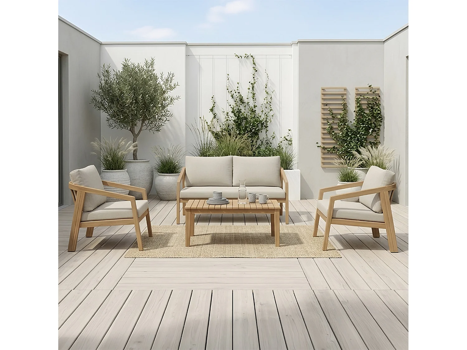 Salon de jardin 4 places en acacia SAPA