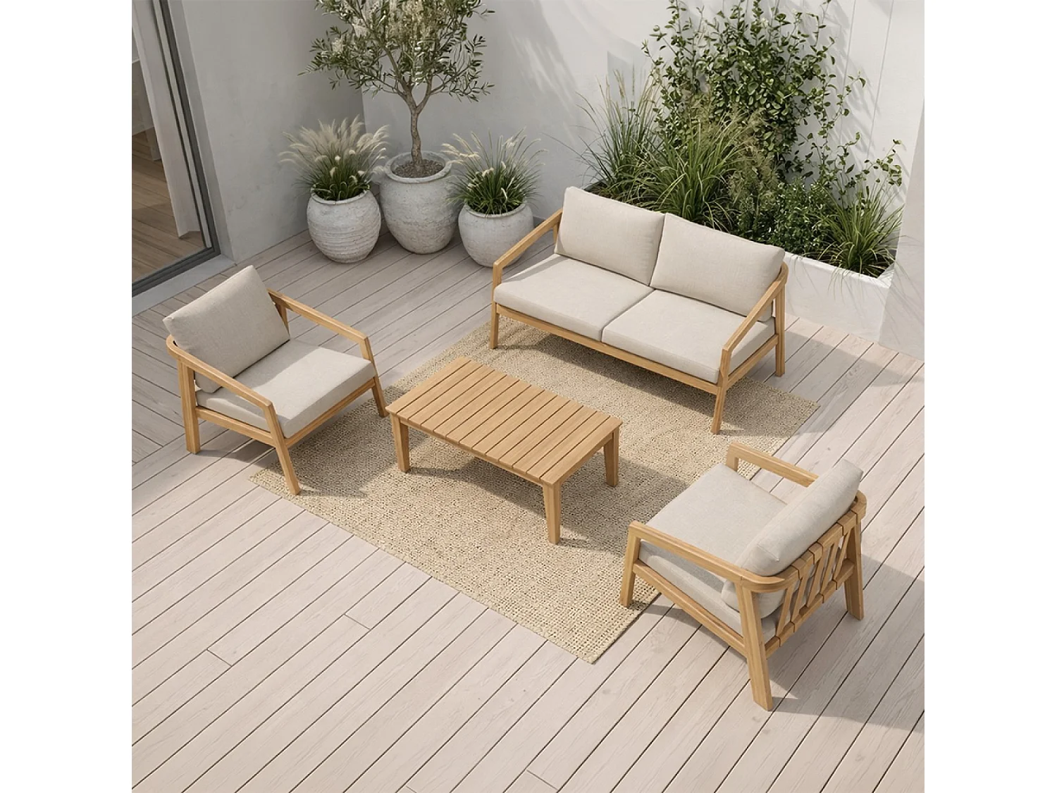 Salon de jardin 4 places en acacia SAPA