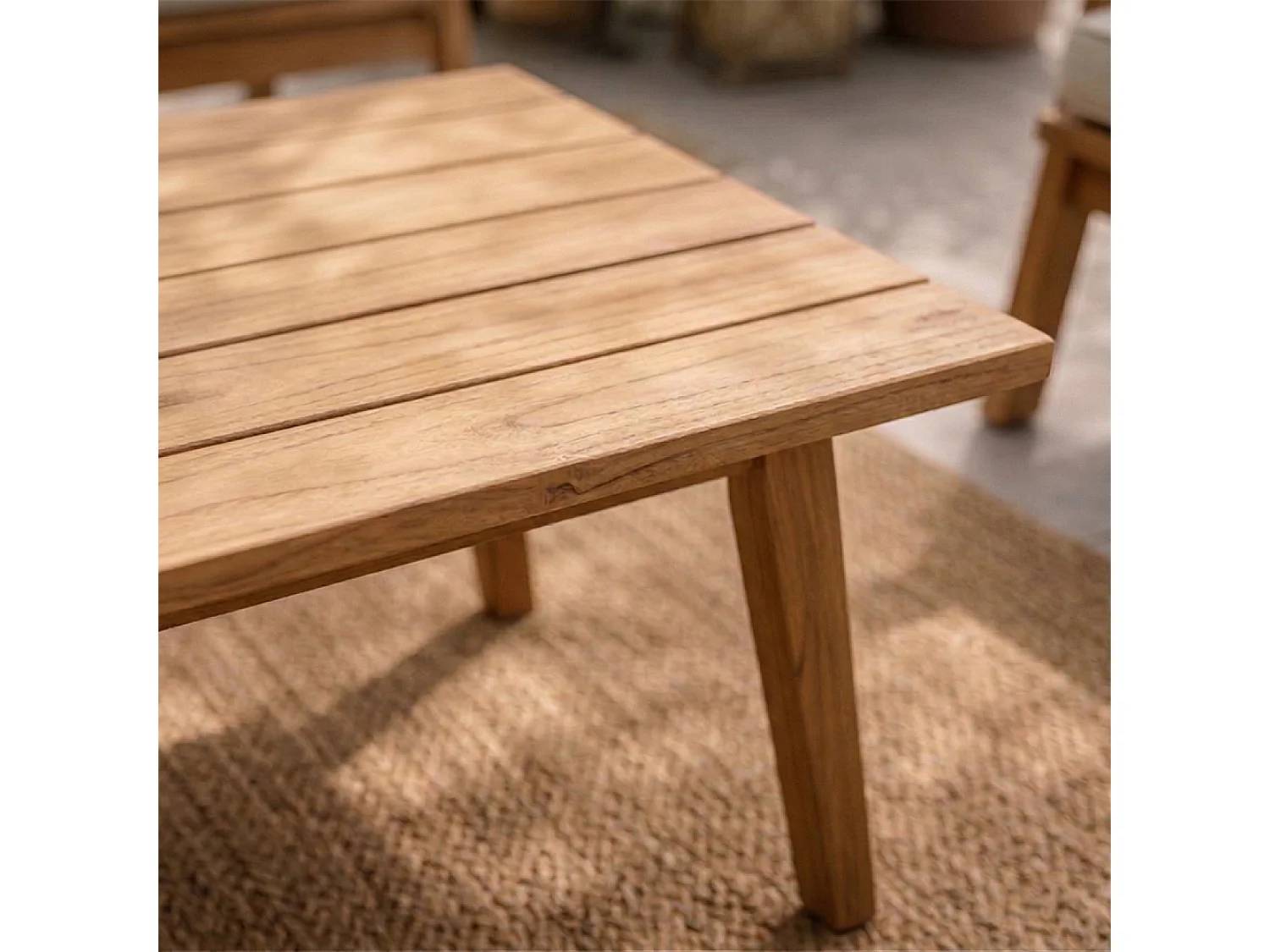 Salon de jardin 5 places en acacia et cannage HANOI