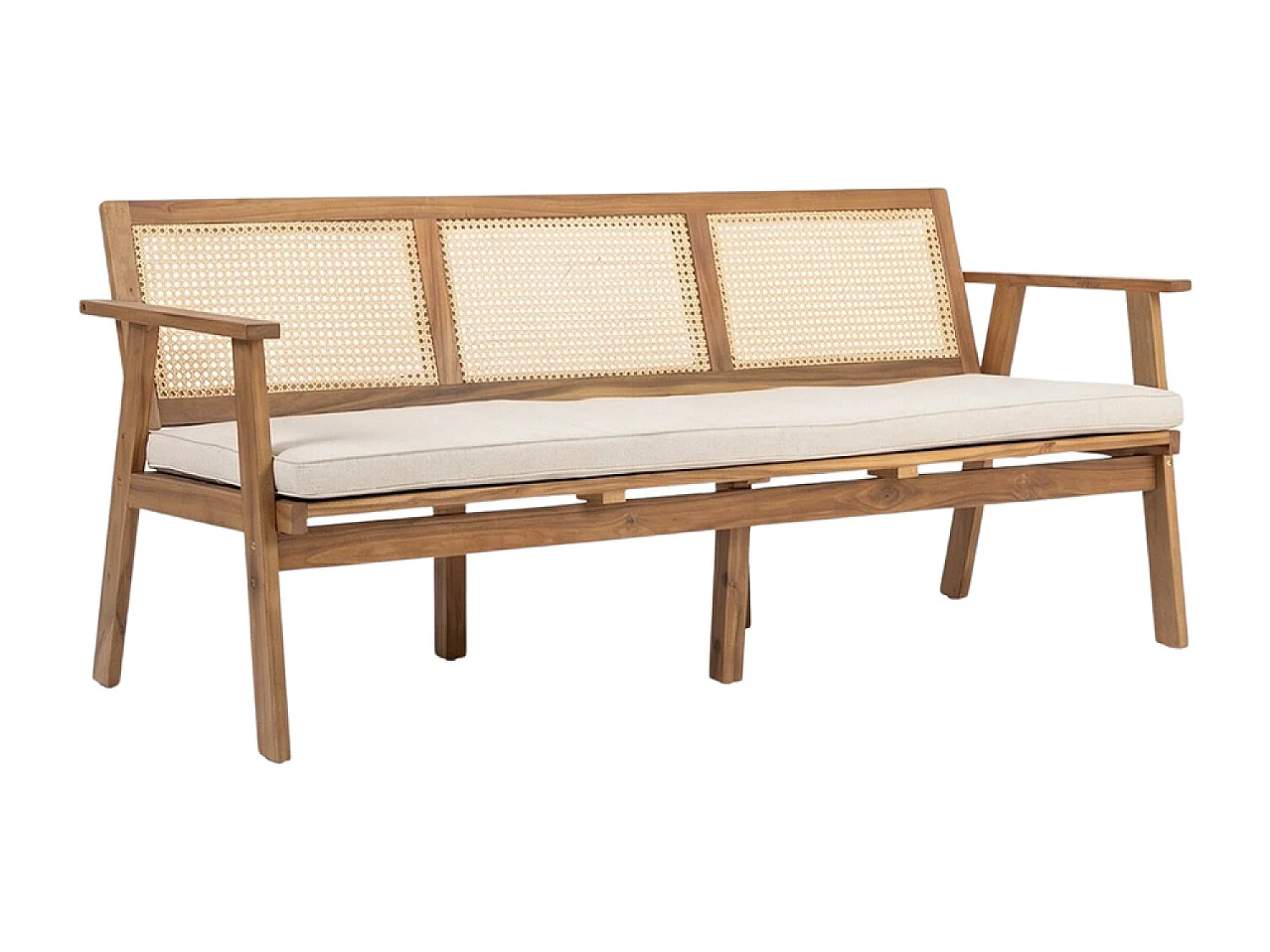 Salon de jardin 5 places en acacia et cannage HANOI