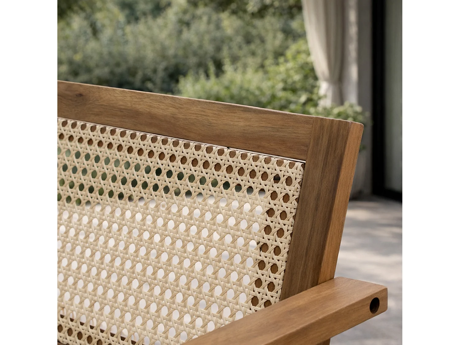 Salon de jardin 4 places en acacia et cannage HANOI