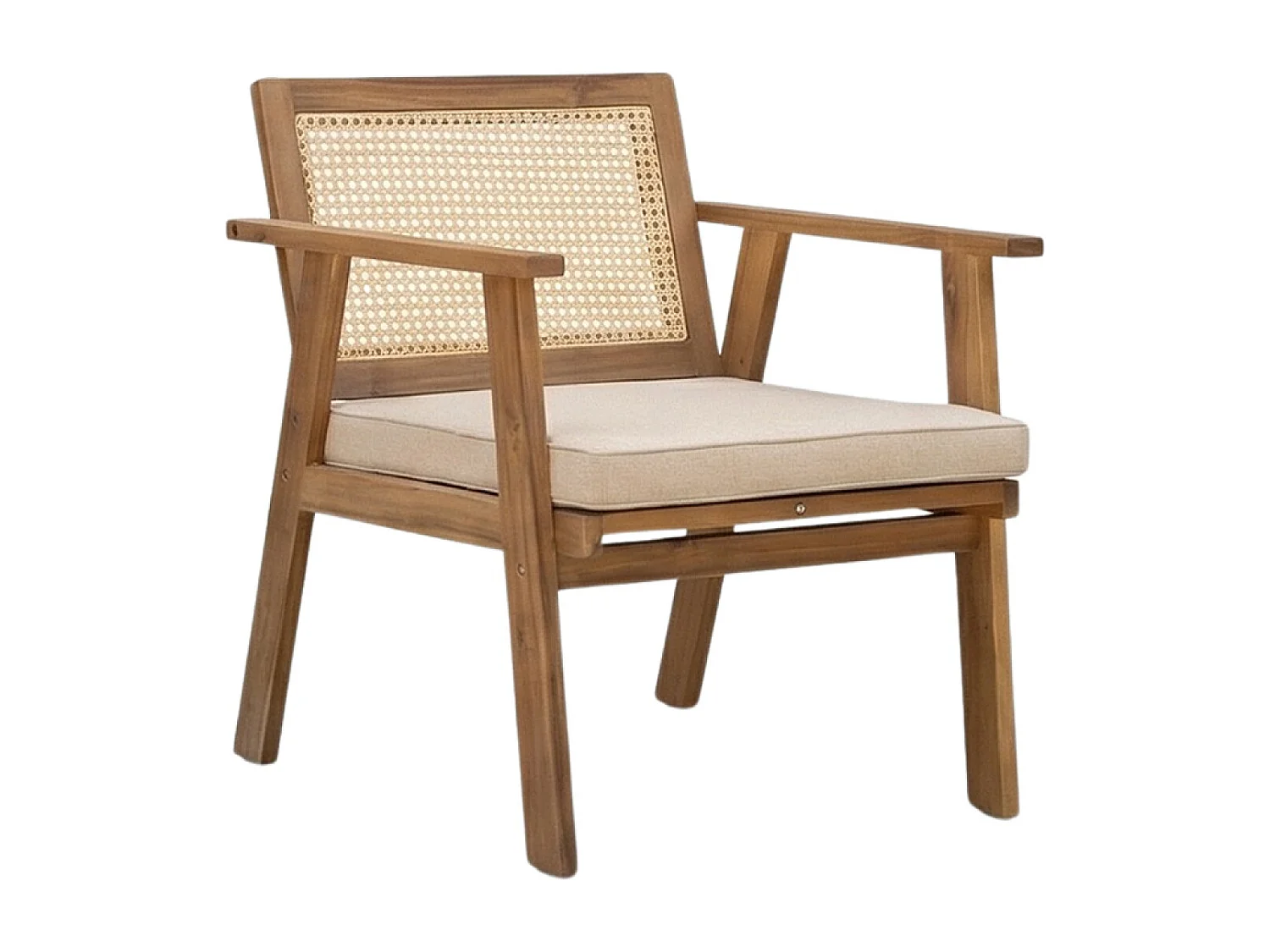 Salon de jardin 4 places en acacia et cannage HANOI