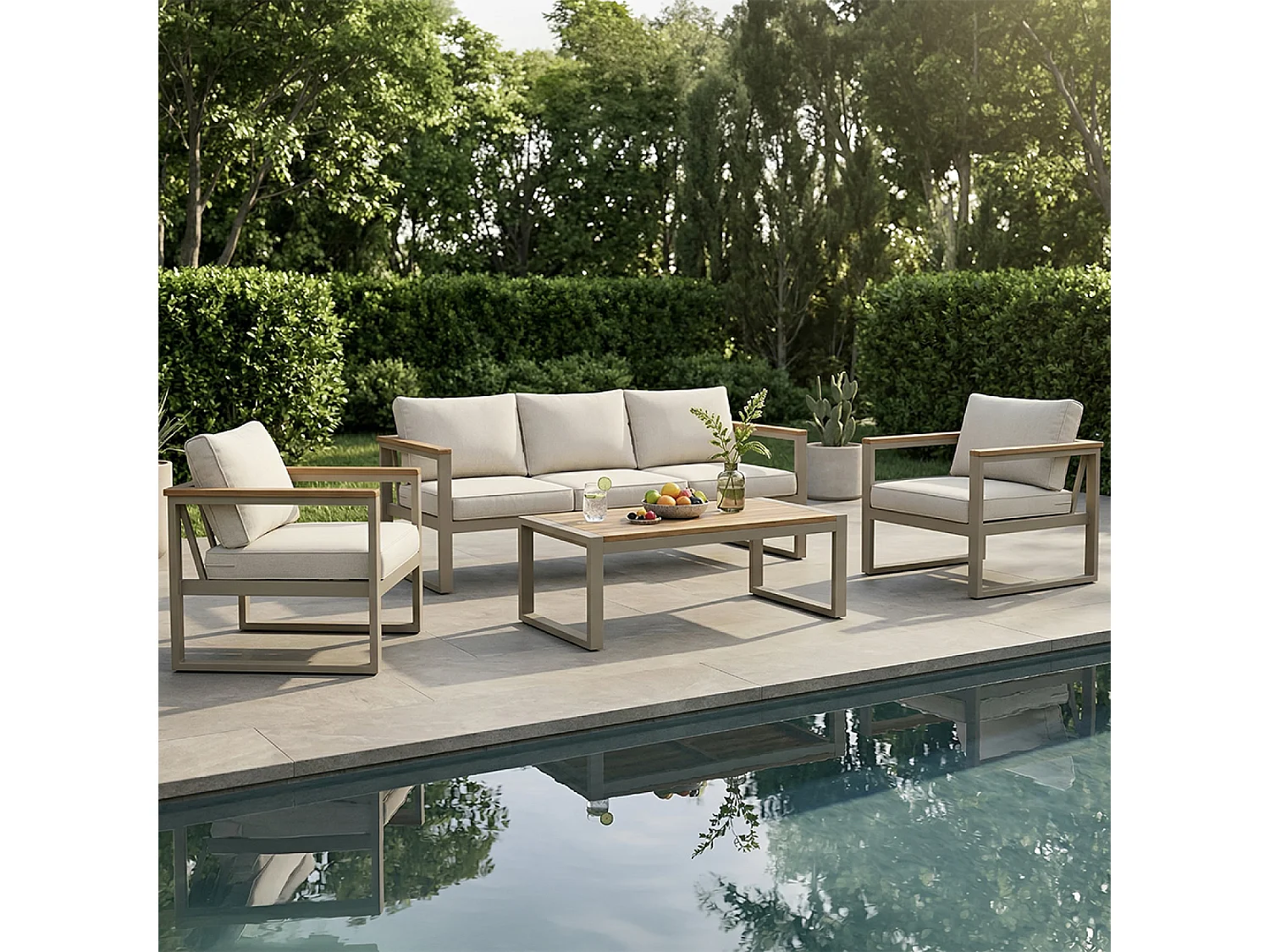 Salon de jardin 5 places en acacia SARABURI