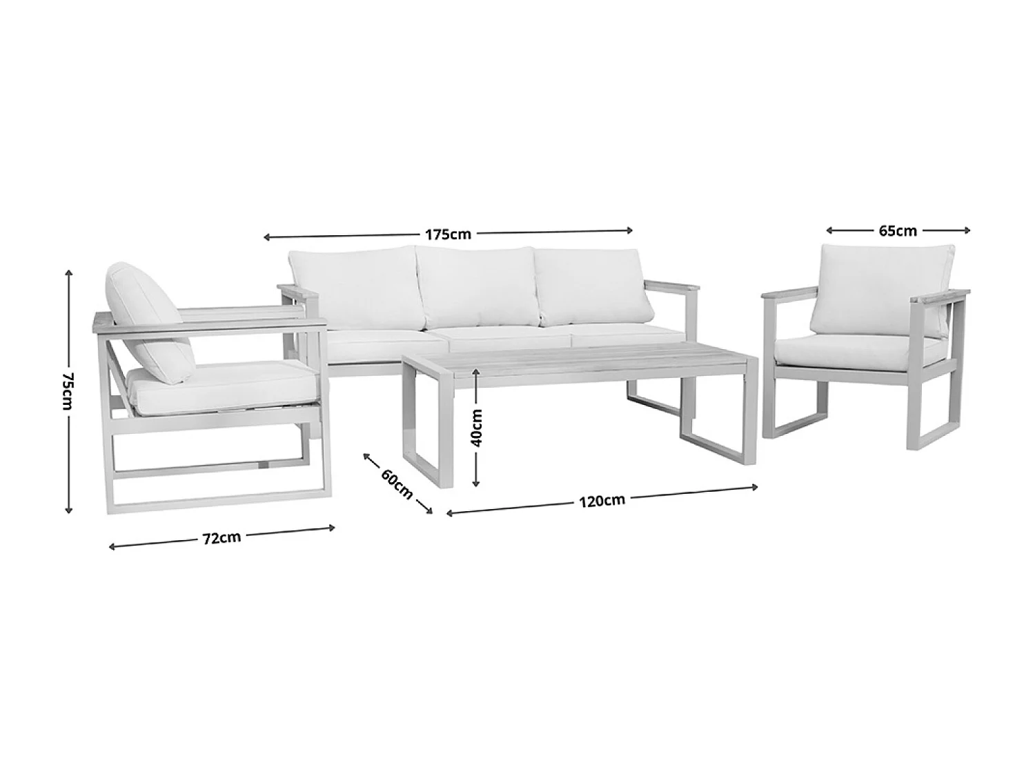 Salon de jardin 5 places en acacia SARABURI