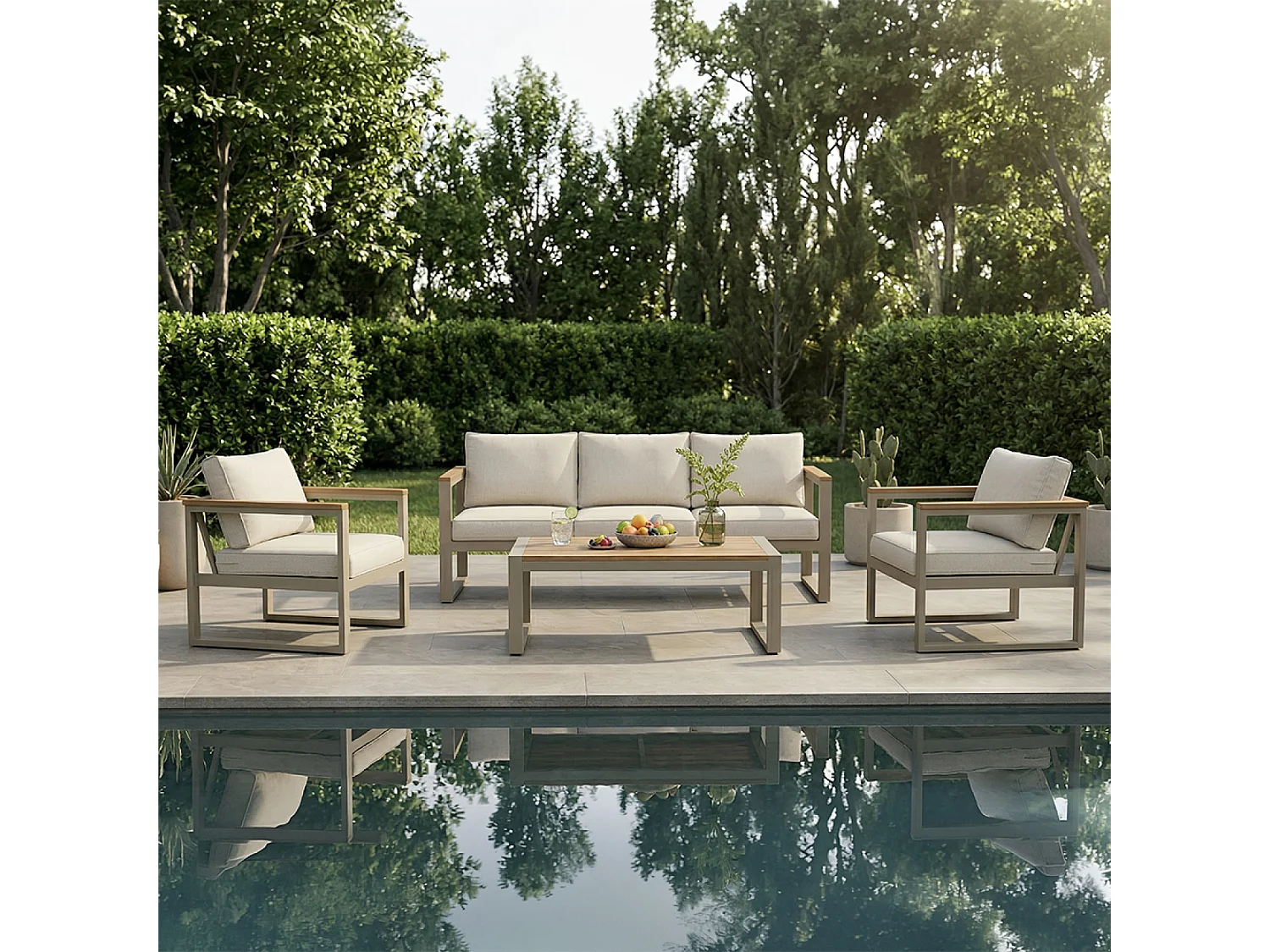 Salon de jardin 5 places en acacia SARABURI