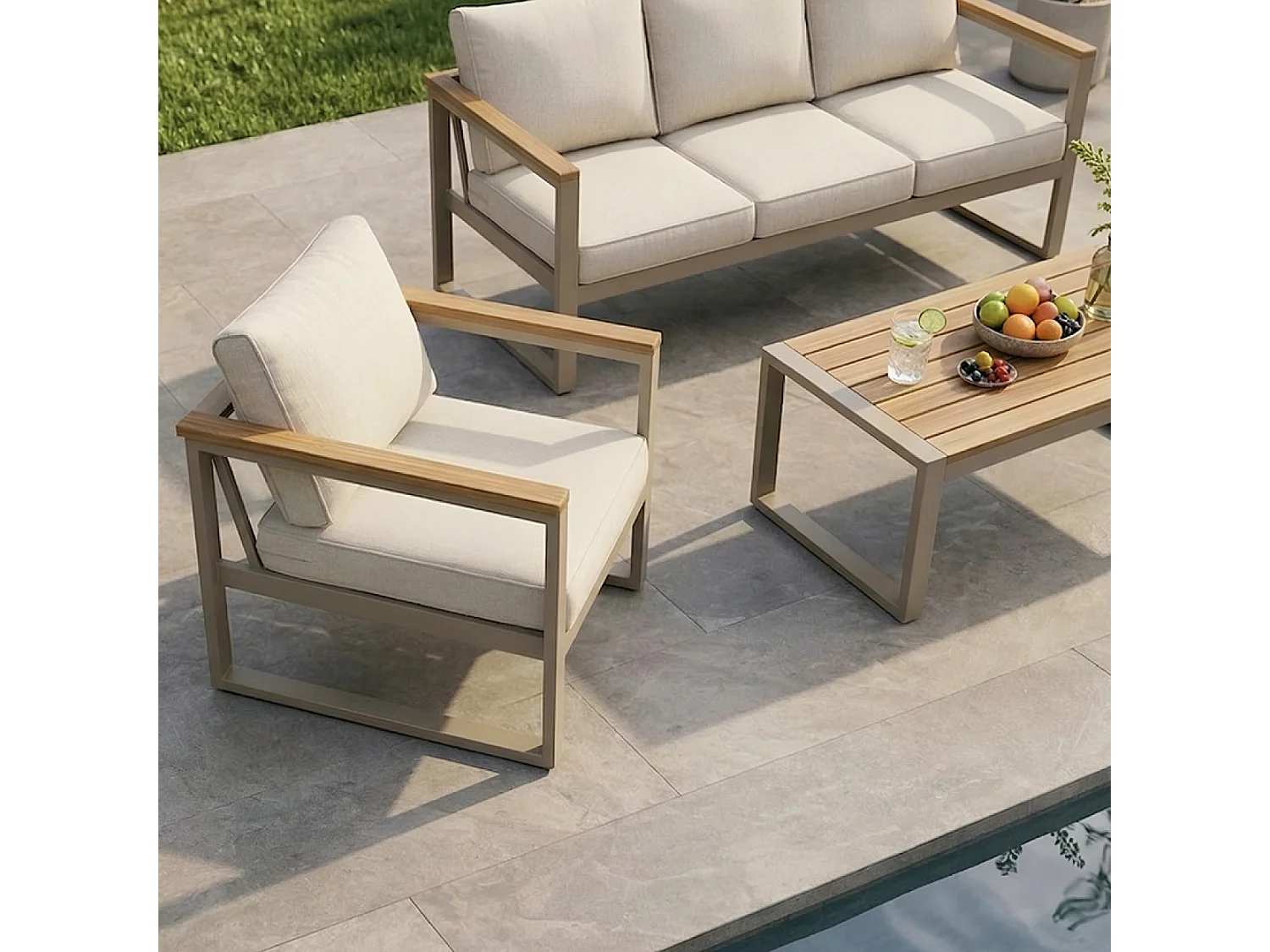 Salon de jardin 5 places en acacia SARABURI